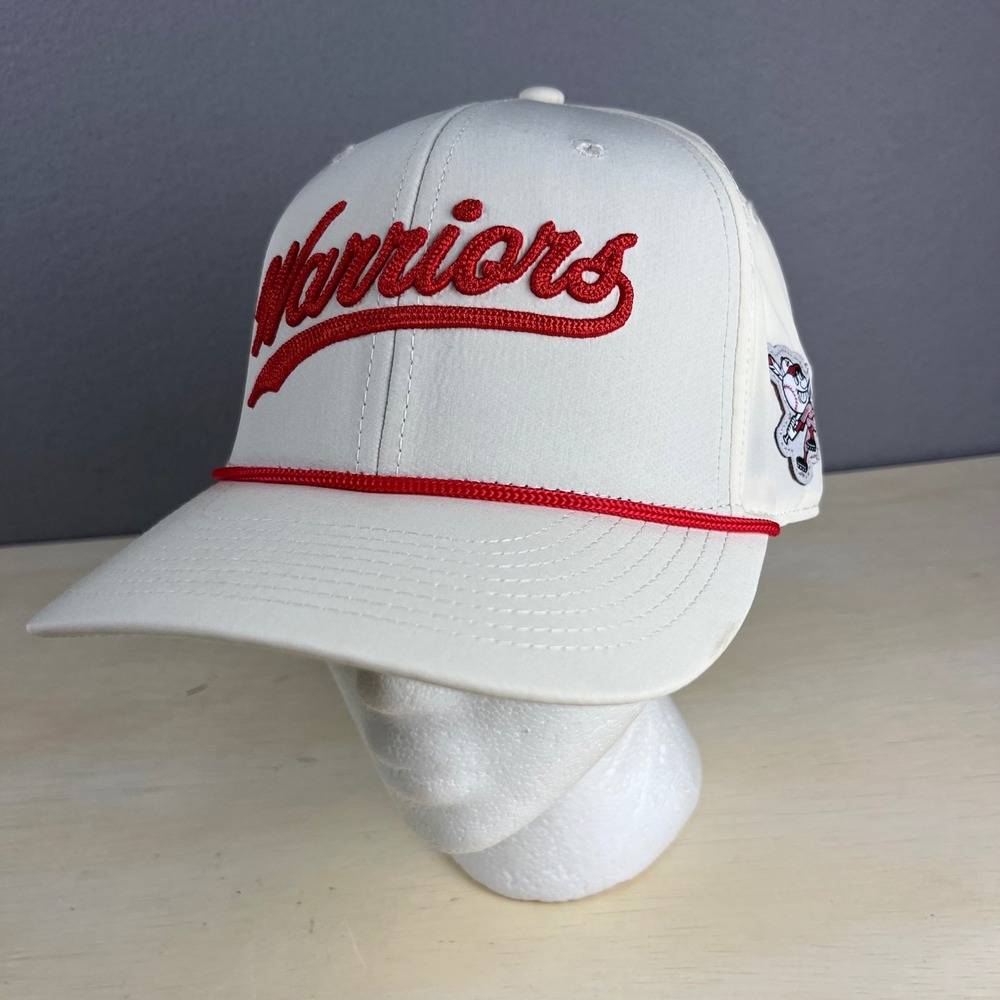 Pukka Warriors Snapback Hat Off White Red Rope Script Baseball Side Patch Cap